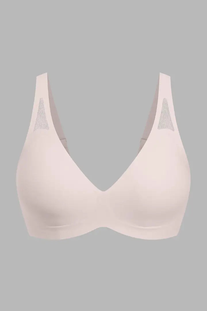 Solid Adjustable Breathable Hollow Out Deep V Neck Sports Bra