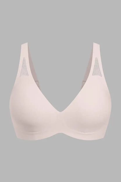 Solid Adjustable Breathable Hollow Out Deep V Neck Sports Bra
