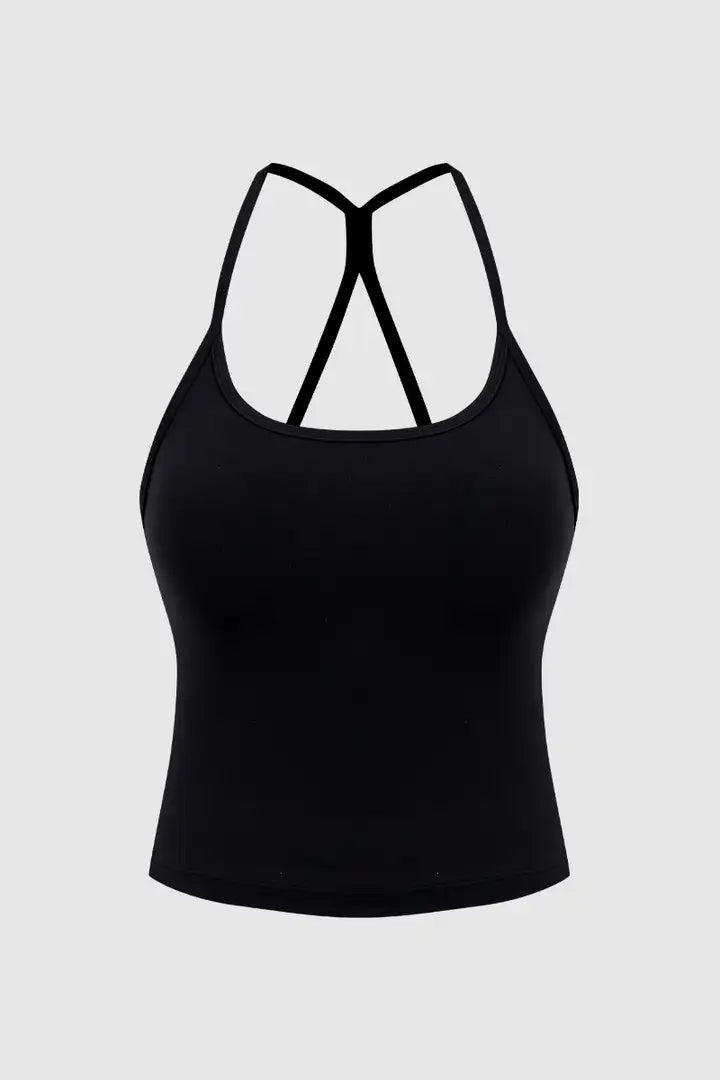 Lycra® Built In Cross Back Scoop Neck Sports Bra