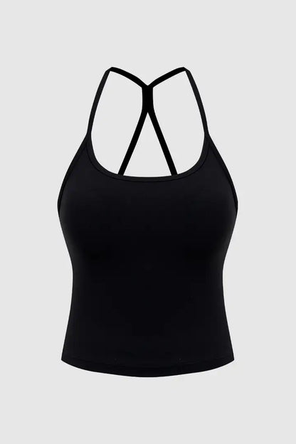 Lycra® Built In Cross Back Scoop Neck Sports Bra