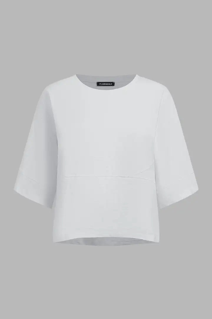 Solid Stitch Detail Round Neck Three Quarter Length Sleeve T-Shirt