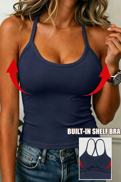 Lycra® Built In Cross Back Scoop Neck Sports Bra